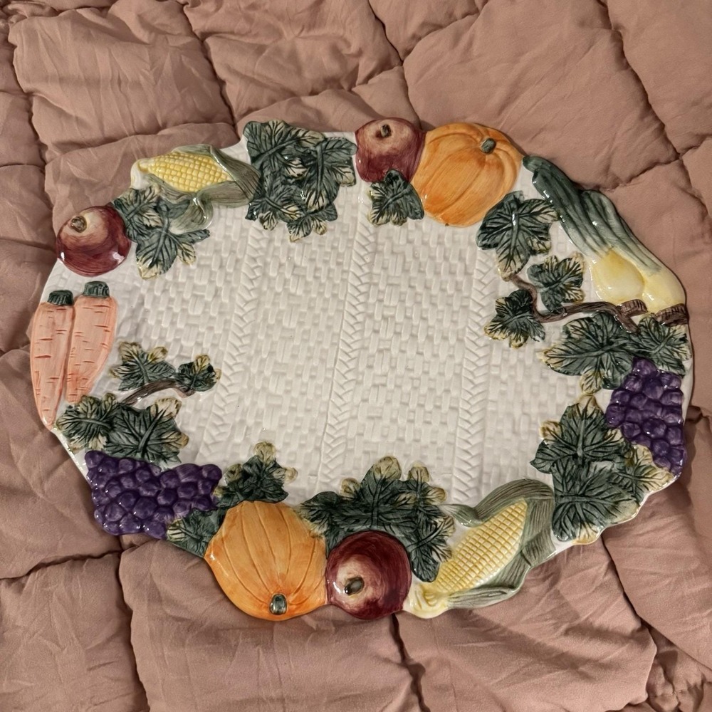 Vintage Omnibus by Fitz and Floyd 1995 Vegetable Fruits Platter Tray 13"